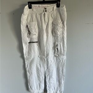 Pete & Greta White Eyelet Lace Cargo Pants